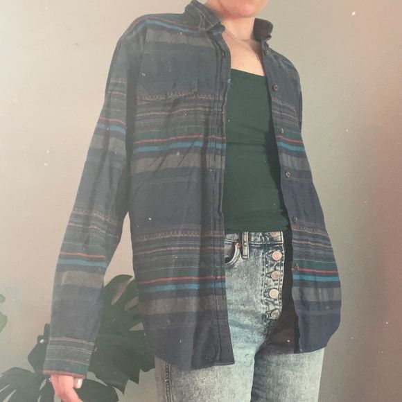 J Crew Brushed Twill Flannel Shacket Shirt 100% Cotton Southwest Striped - Picture 2 of 9